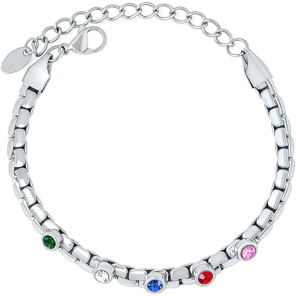 Hypoallergenic Gold Plated Tennis Chain Bracelet - Colorful Birthstone Jewelry